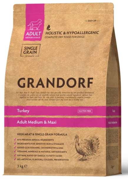 Корм для собак средних и крупных пород Grandorf turkey 3 кг индейка