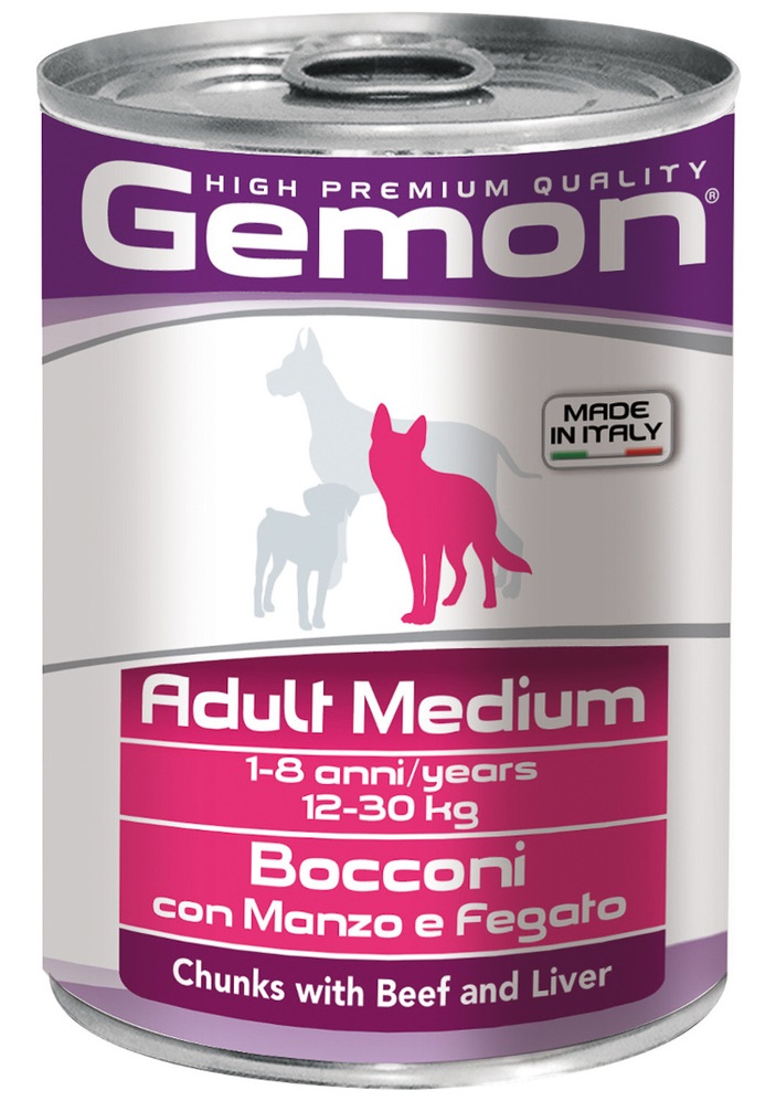 Корм для собак средних пород Gemon dog 415 г кусочки говядины с печенью