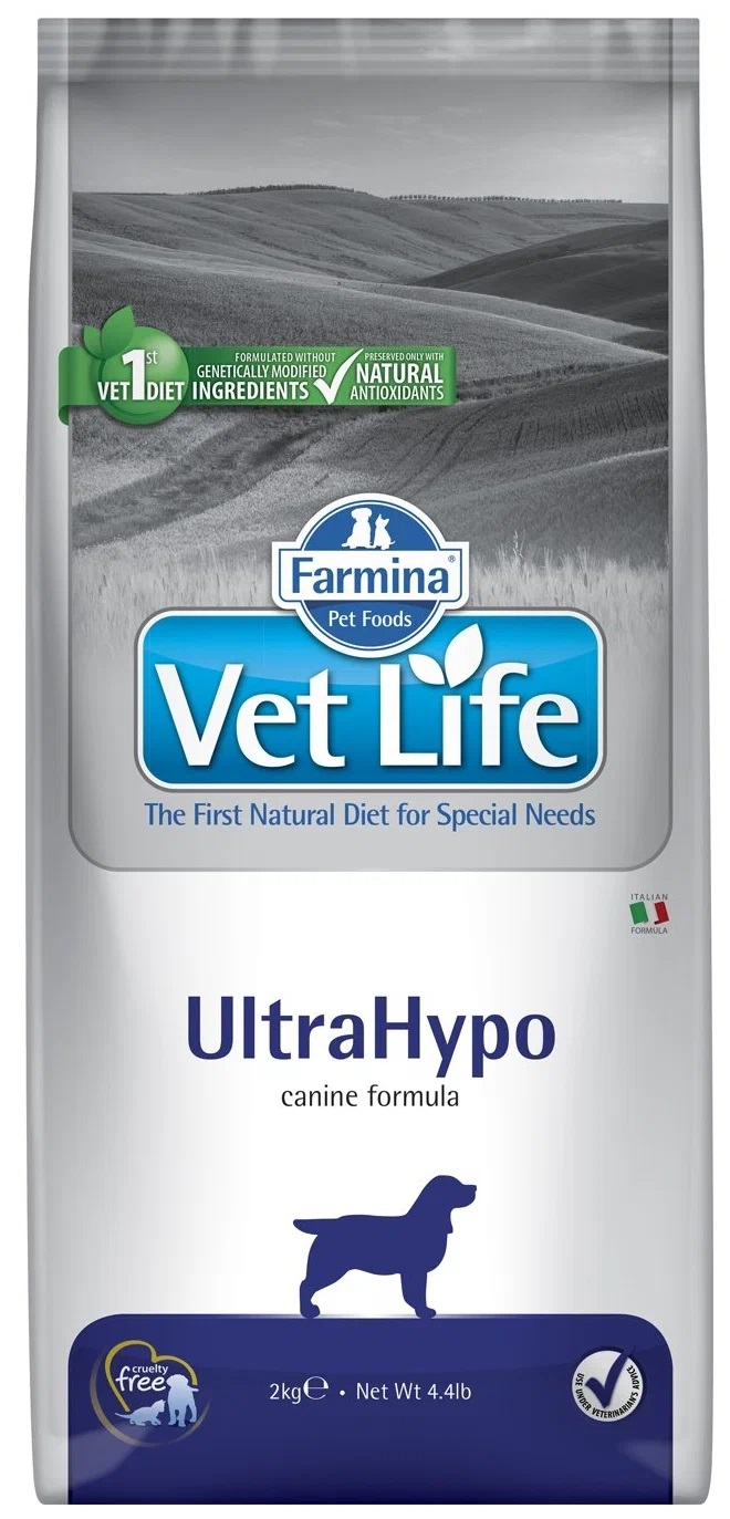 Корм для собак ультрагипоаллергенный Farmina vet life dog 2 кг ultrahypo