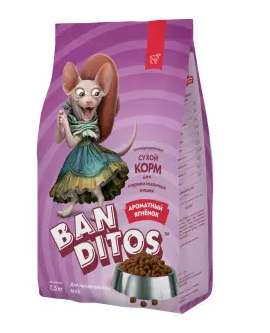 Корм для стерилизованных кошек Banditos ароматный ягненок 1.5 кг с ягненком