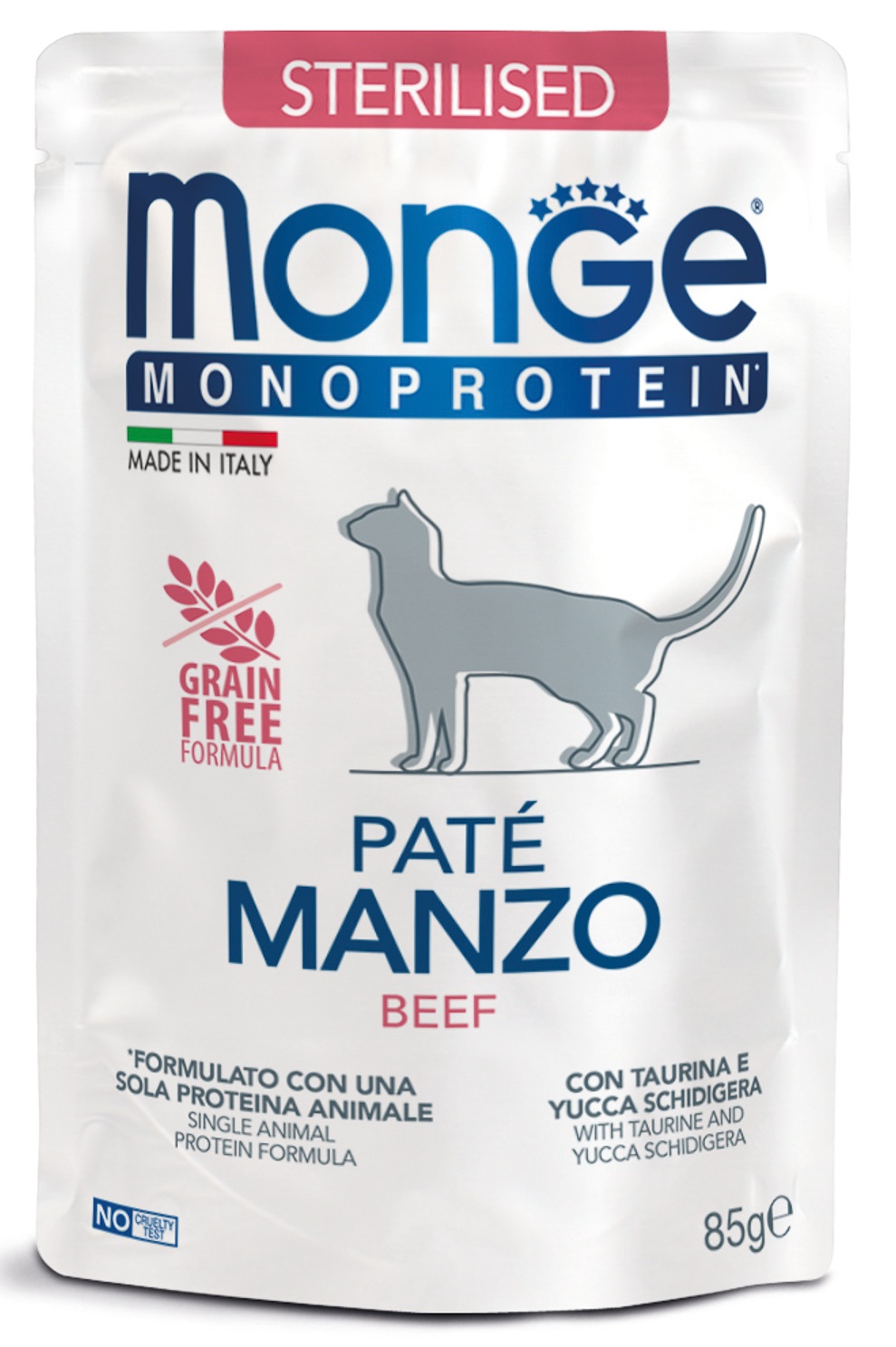 Корм для стерилизованных кошек Monge cat monoprotein 85 г пауч говядина