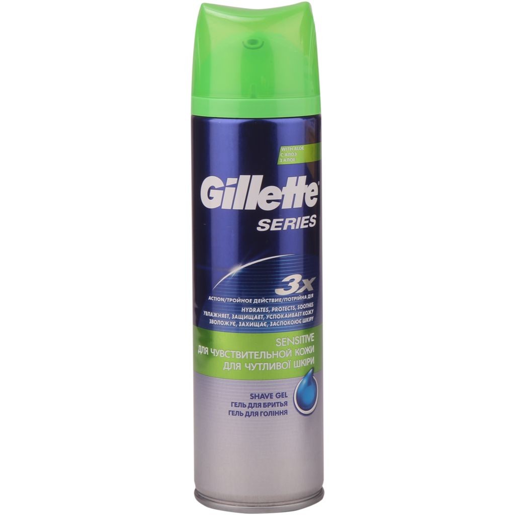 Gillette series набор гелей для бритья (гель увлажняющий с маслом какао 200мл+гель для чувствительной кожи 200мл)