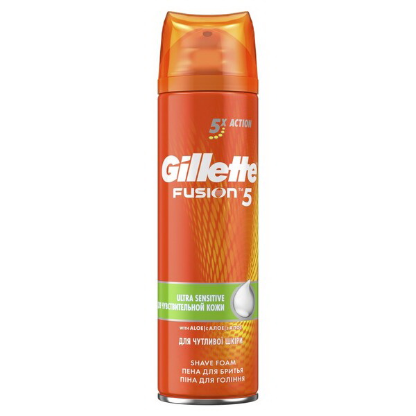 Gillette Fusion 5 пена для бритья 250мл для чувствительной кожи