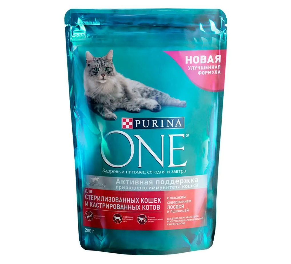 Корм для стерилизованных кошек Purina one 200 г тунец,пшеница и лосось