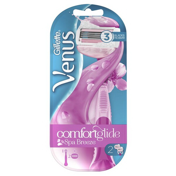 Gillette Venus comfortglide spa breeze бритва+2кассеты с подушечками геля