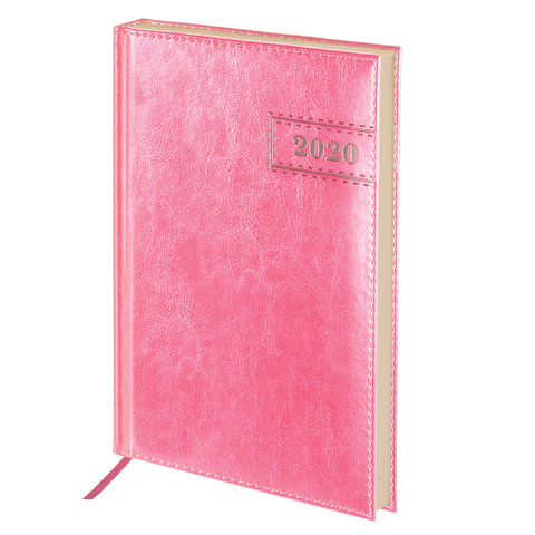 Ежедневник BRAUBERG Imperial датированный 2020г А5 кожзам розовый (138х213мм)