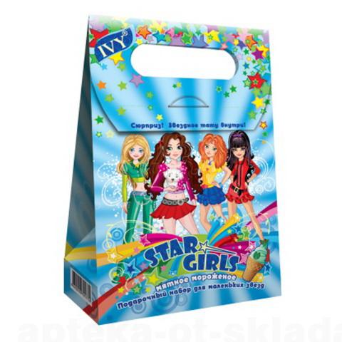 IVY Star Girls подарочный набор для девочек (гельдля душа с блестками 150мл+шампунь 150мл)мятное морожен