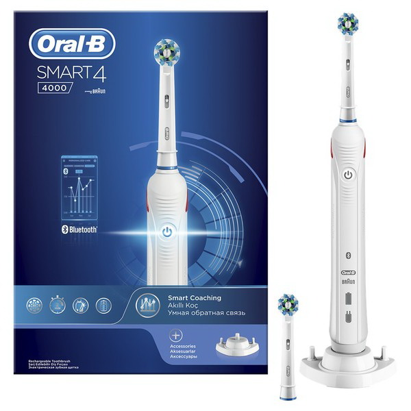 Oral-b smart 4 4000 зубная щетка электрическая средней жесткости тип 3767 + зарядное устройство N 2