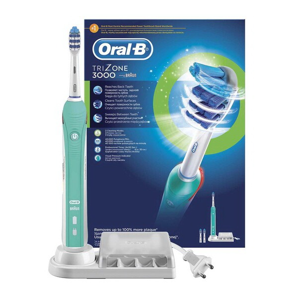 Oral-B Trizone 3000 зубная щетка электрическая 3 насадки+зарядное устройство+держатель для насадок