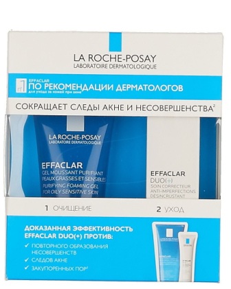 La Roche-Posay Эфаклар набор(лосьон для сужения порошок 200мл+пенящ гель для жирной чувств кожи 200мл)N 1