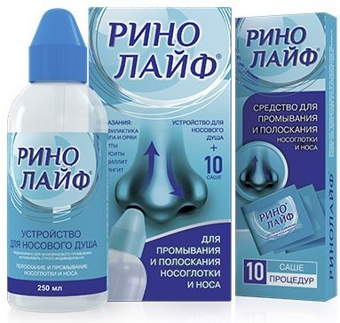 Ринолайф ср-во для промывания носа 10 саше + устройство для душа