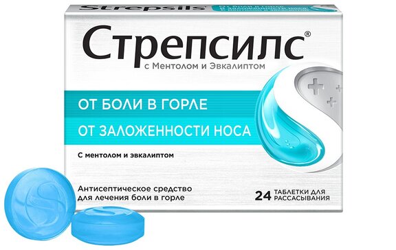 Стрепсилс с ментолом и эвкалиптом тб 500мг N 24