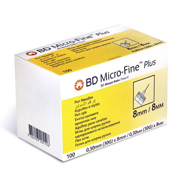 Иглы для шприц-ручки BD micro -Fine Plus 0,30мм*8мм (30G) N 100