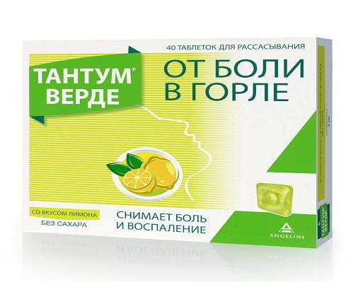 Тантум Верде тб для рассасывания от боли в горле 3мг вкус лимона N 40