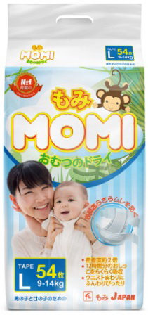 Японские подгузники Momi Premium р.L 9-14кг N 54