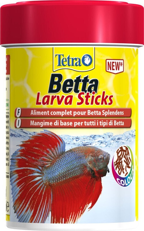 Корм палочки для петушков и лабиринтовых рыб Tetra betta larva sticks в форме мотыля 100 мл