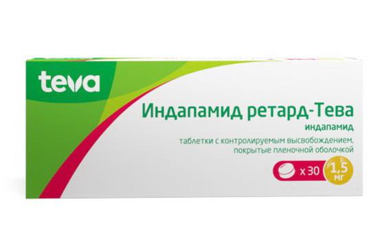 Индапамид ретард -Тева тб с контр высвоб п/о плен 1,5 мг N 30