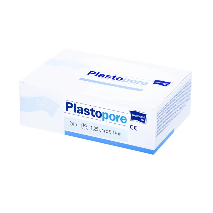 Пластырь фиксирующий гипоаллергенный из нетканого материала Matopat Plastopore 1.25см*9.14м N 24