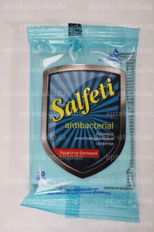 Salfeti салфетки влажные антибактериальные с экстрактом листьев чайного дерева N 10