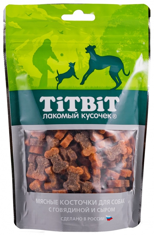 Косточки мясные для собак Титбит с говядиной и сыром