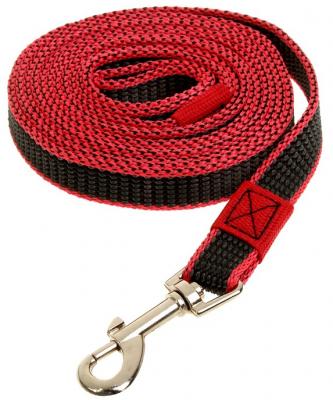 Поводок капроновый красный Зооник с двойной латексной нитью 20мм/5м