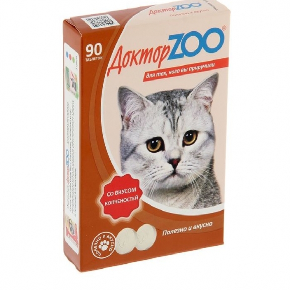 Лакомство витаминное для кошек Доктор зоо n90 копчености