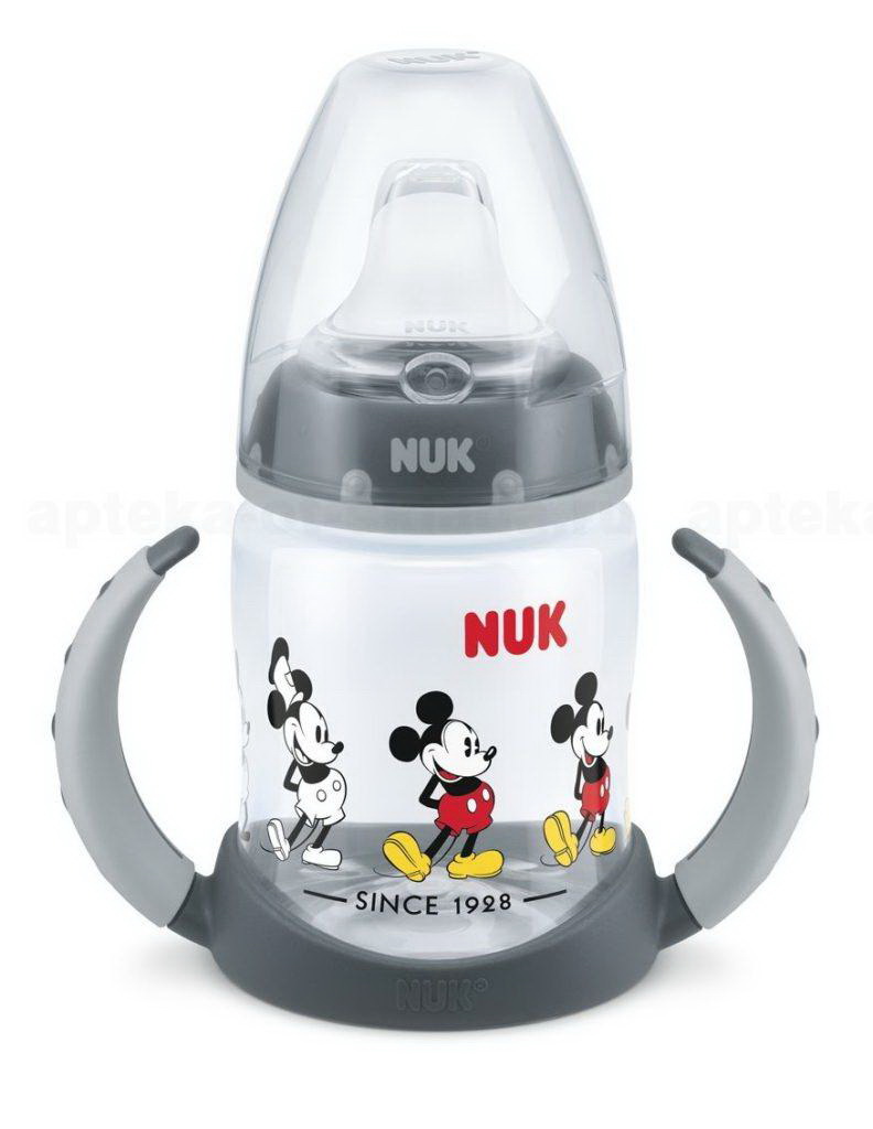 Nuk First Choice Disney обучающая бутылочка с силиконовой насадкой для питья и ручками 6-18 мес 150 м