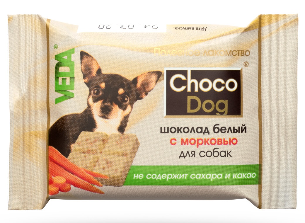 Лакомство для собак Choco dog 15 г белый шоколад с морковью