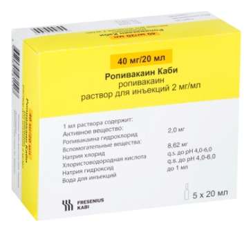 Ропивакаин Каби р-р для инъекций 2 мг/мл 20 мл N 5