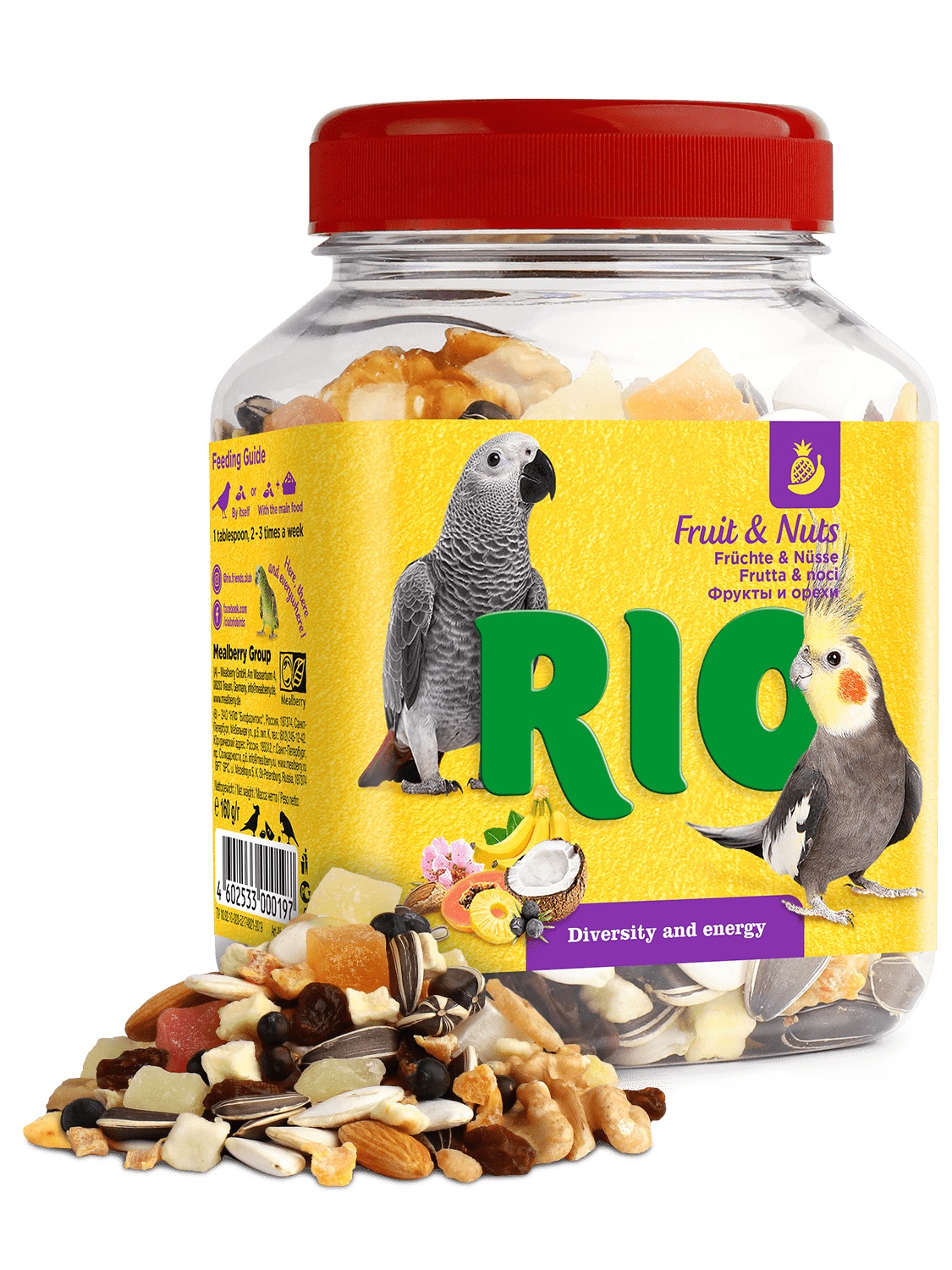 Лакомство для средних и крупных попугаев Rio 160 г фруктово-ореховая смесь