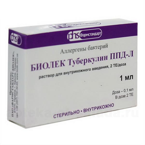 Биолек Туберкулин ППД - Л р-р внутрикожного введ 2ТЕ/доза амп 1 мл (10 доз) фл