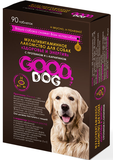 Лакомство мультивитаминное для собак Good dog здоровье и энергия таб. n90