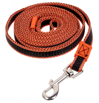 Поводок капроновый оранжевый Зооник с двойной латексной нитью 20мм/5м