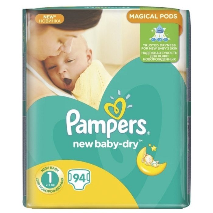 Подгузники Pampers New baby Dry 2-5 кг (р-р 1) N 94