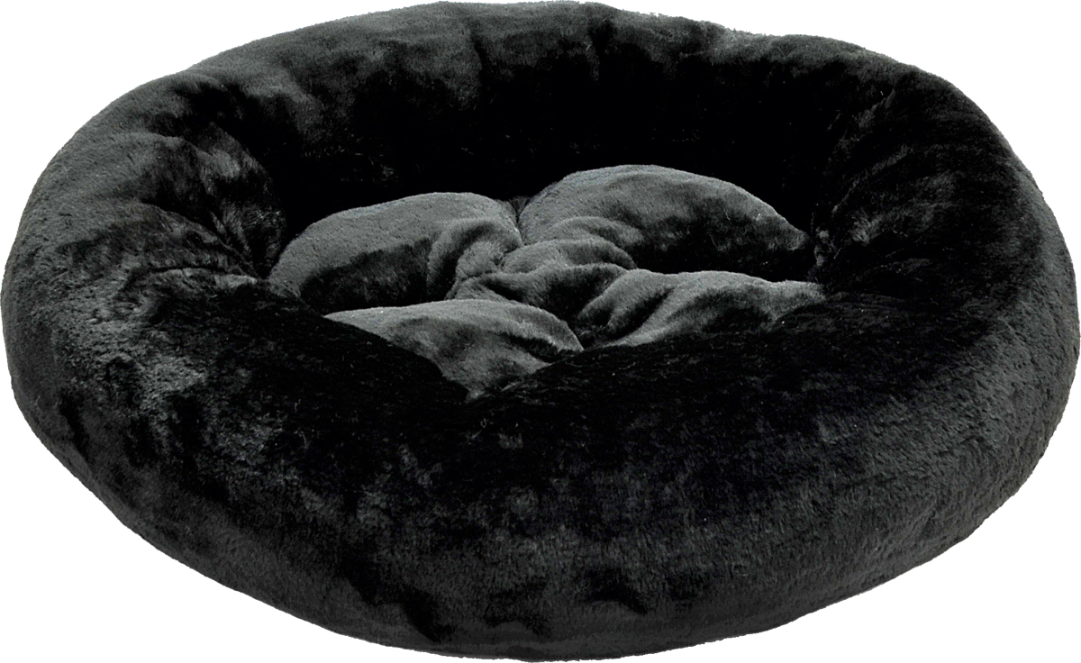 Лежанка круглая черная Зооник с подушкой мех 48х15см