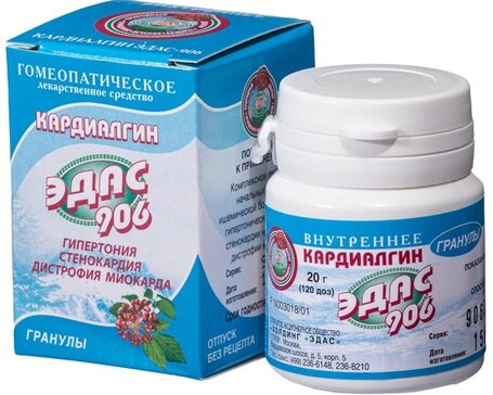 ЭДАС-906 гранулы Кардиалгин (гипертония, стенокардия, дистрофия миакарда) 20г 120 доз