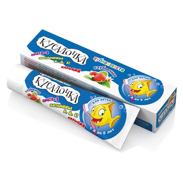 Кусалочка зубная паста для детей 3-8 лет клубничная 50мл