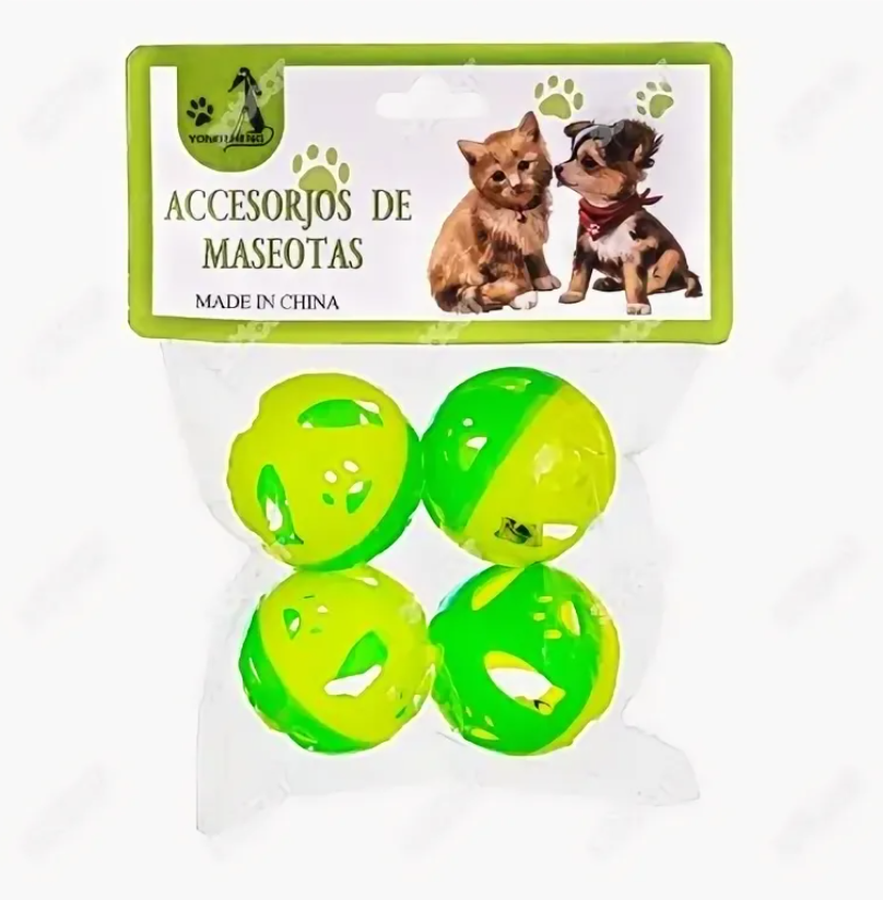 Набор игрушек шарики с колокольчиком для кошек d3.5см n4 31019-0164