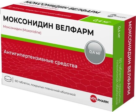 Моксонидин велфарм тб п/о плен 0,4мг N 60