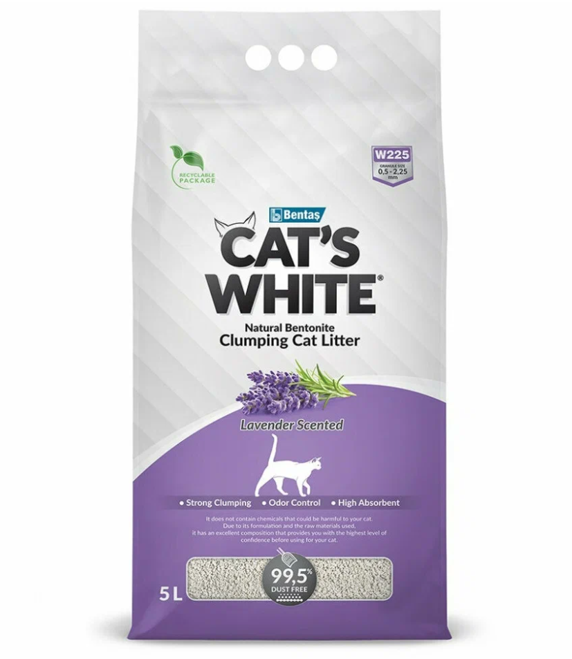 Наполнитель комкующийся для кошачьего туалета Cat's white lavender scented 5 л с ароматом лаванды