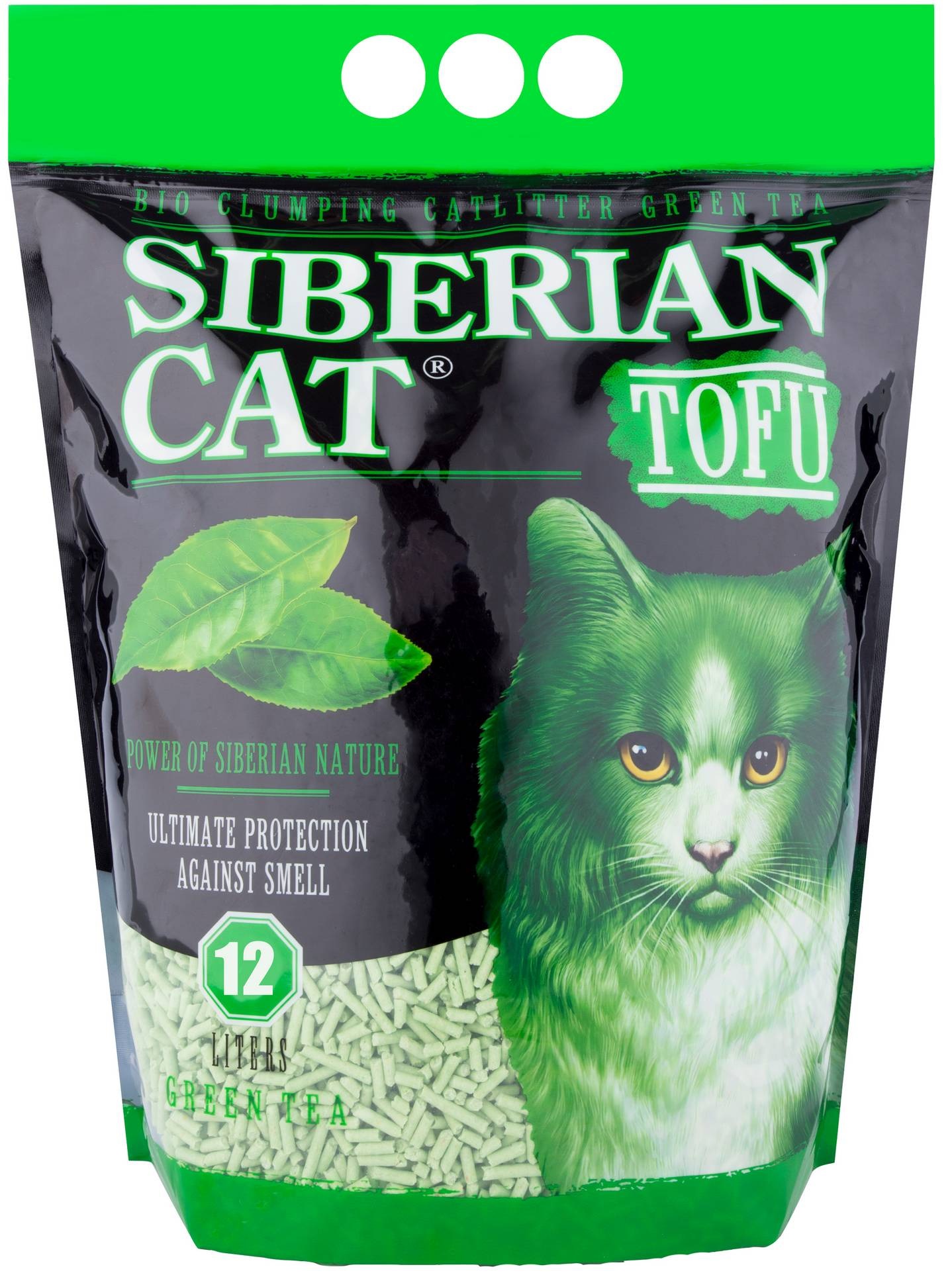 Наполнитель комкующийся для кошачьего туалета Сибирская кошка 12 л тофу зеленый чай