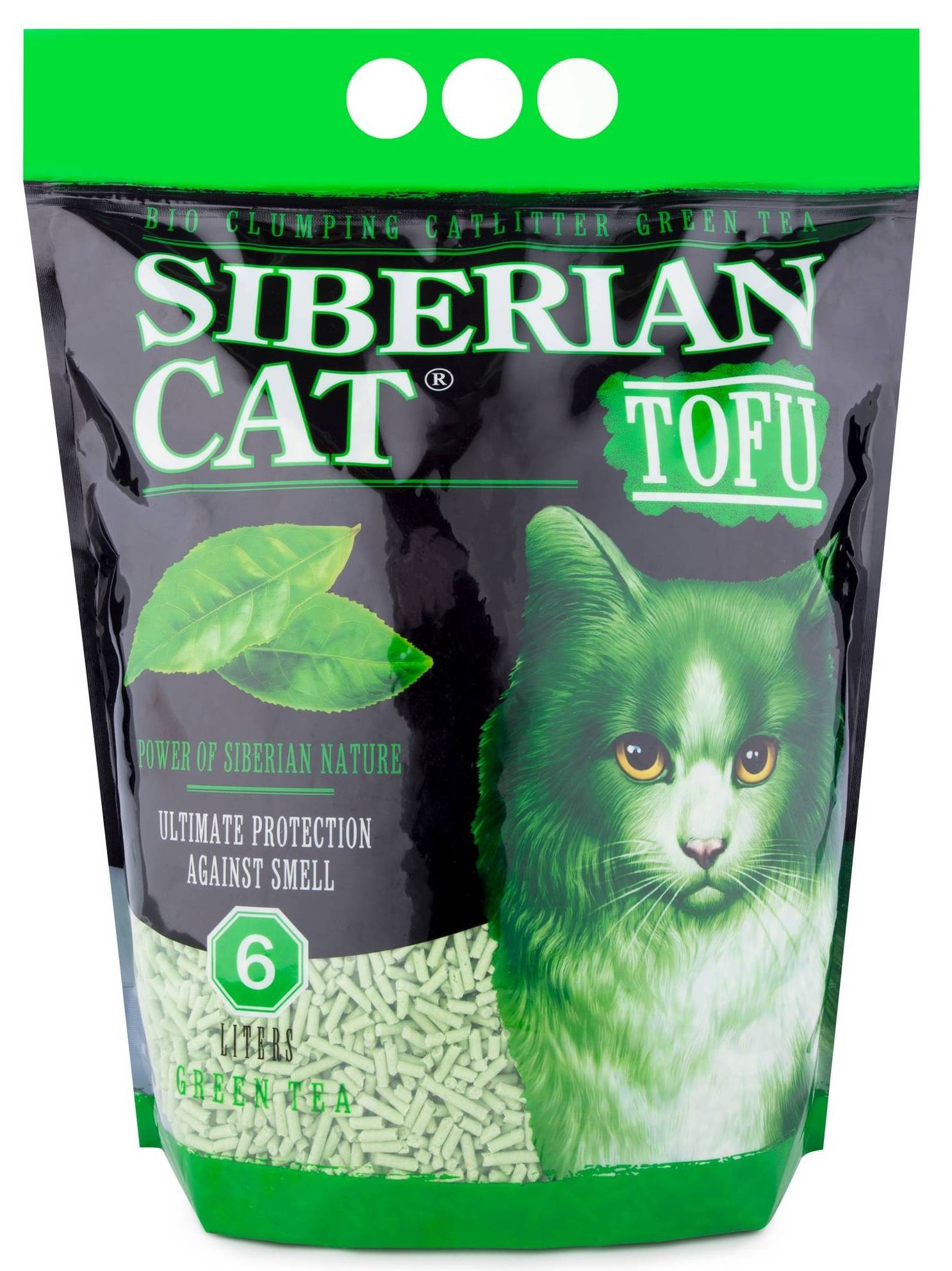 Наполнитель комкующийся для кошачьего туалета Сибирская кошка 6 л тофу зеленый чай