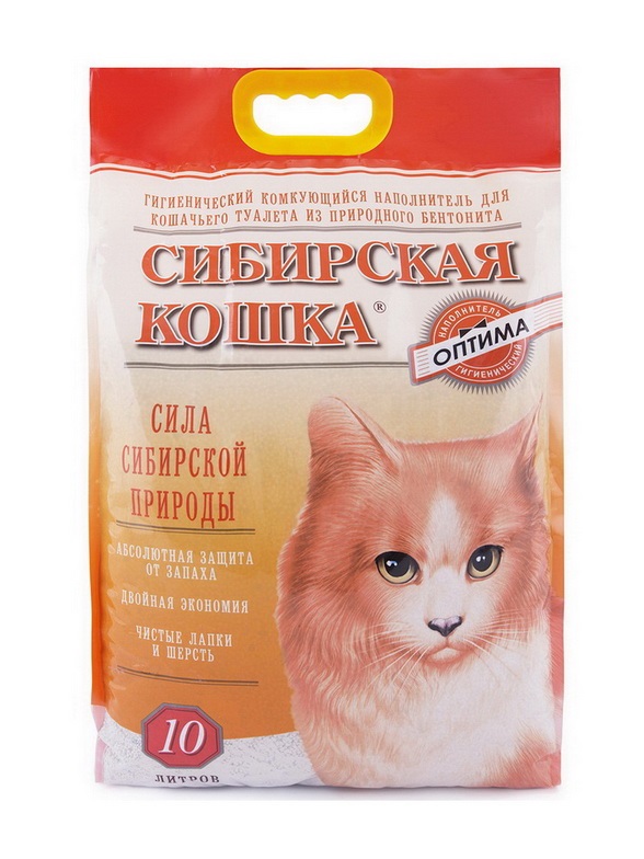 Наполнитель комкующийся для кошачьего туалета Сибирская кошка оптима 10 л
