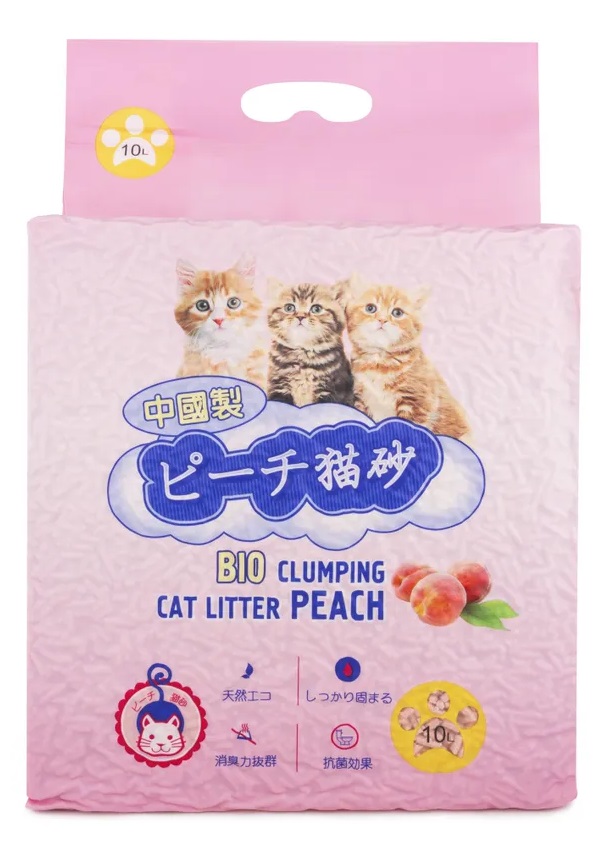 Наполнитель комкующийся для кошек Hakase arekkusu 10 л тофу персик