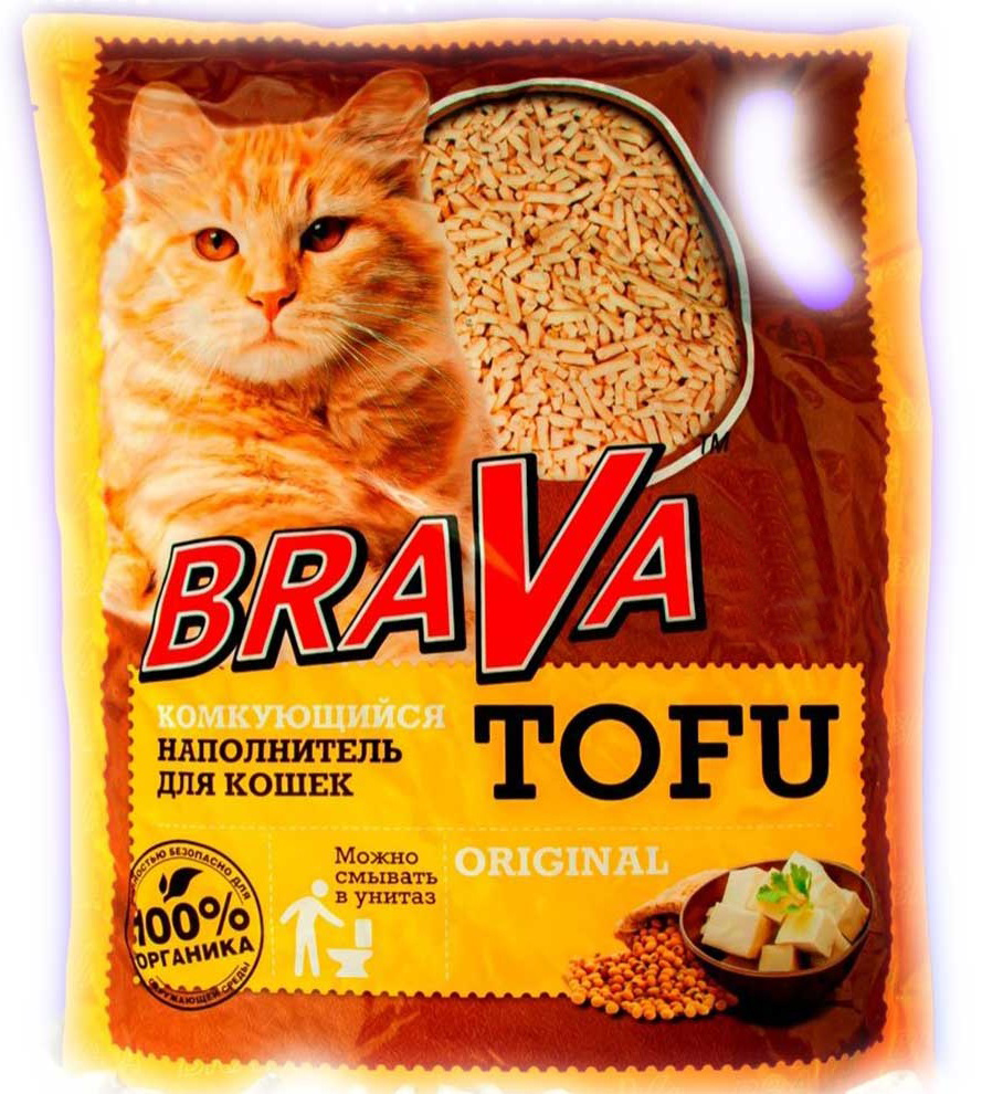 Наполнитель комкующийся для кошек Брава tofu original 10 л