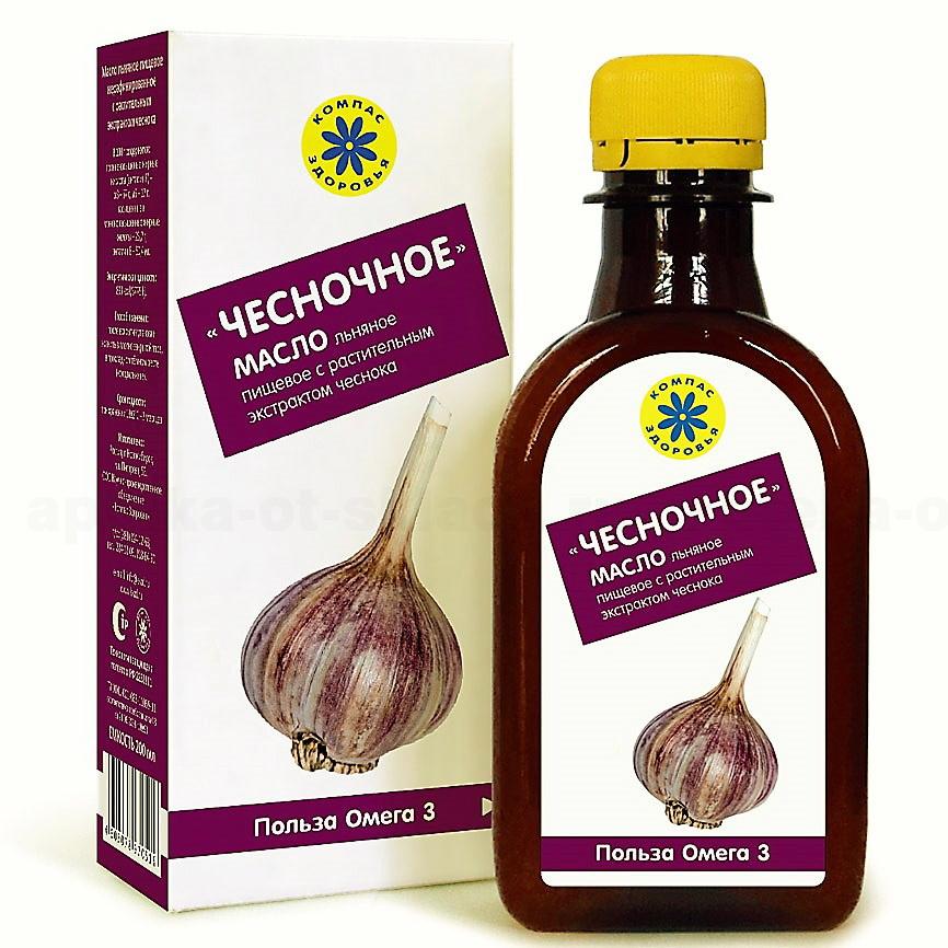 Чесночное масло льняное пищевое с растительным экстрактом чеснока нерафинированное 200мл