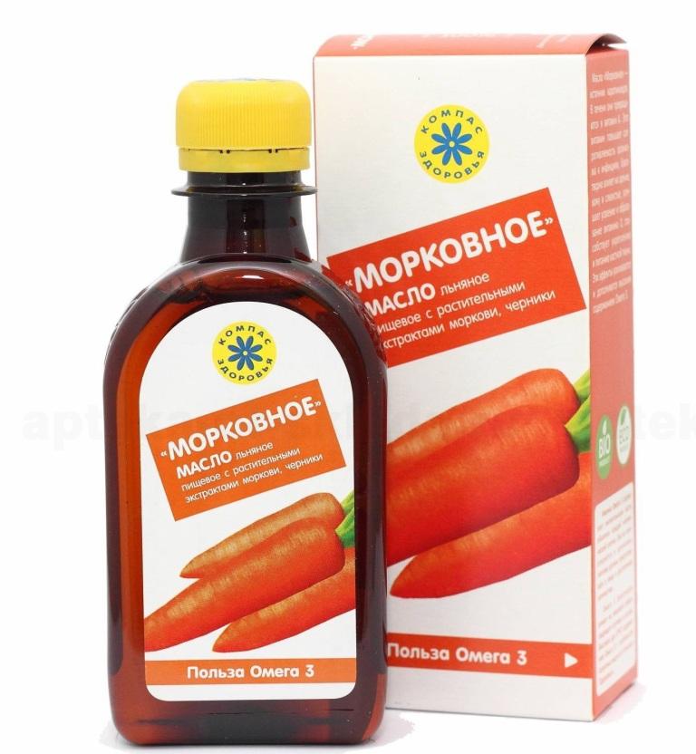 Морковное масло льняное пищевое с растительным экстрактом моркови нерафинированное 200мл