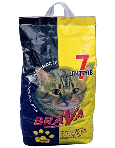 Наполнитель минеральный для гладкошерстных кошек желтый Брава 7 л