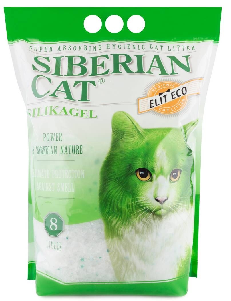 Наполнитель силикагелевый для кошачьего туалета Сибирская кошка элита эко 8 л зеленые гранулы
