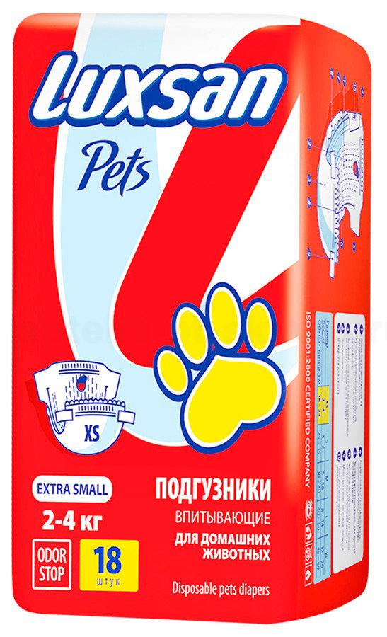 Luxsan Pets подгузники впитывающие для животных 2-4кг XS N 18